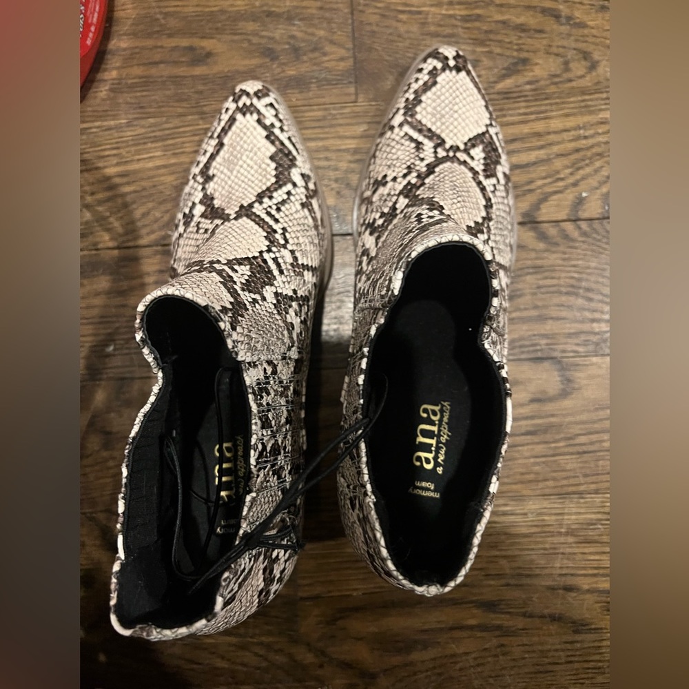 Snake print booties